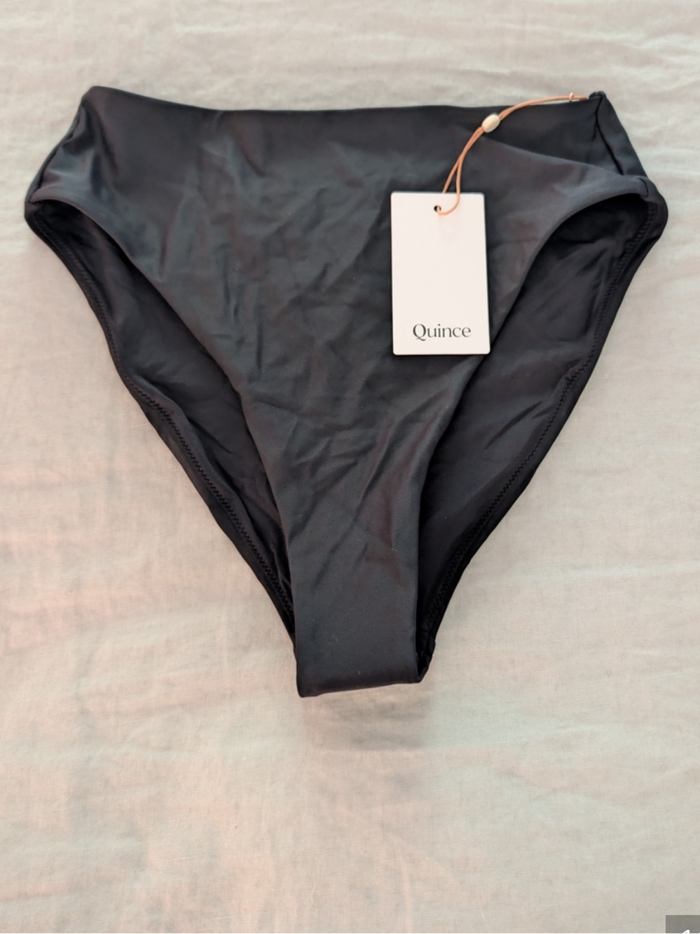 Quince Black Italian High-Rise High-Leg Bikini Bottom